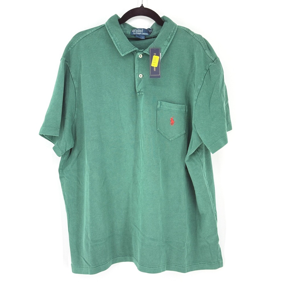 Polo Ralph Lauren New Mens XXL Green Classic Fit Pocket Polo Shirt Coastal Golf